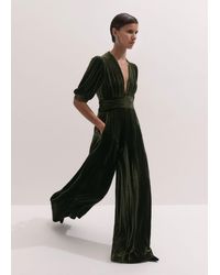 ME+EM - Silk Blend Velvet Twist Detail Wide Leg Jumpsuit - Lyst