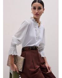 ME+EM - Cotton Voile Broderie Layering Blouse - Lyst