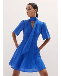 ME+EM - Panel Detail Fit And Flare Short Dress + Tie - Lyst
