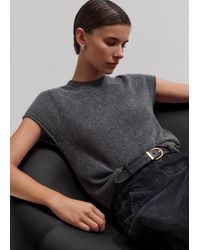 ME+EM - Cashmere Shrunken Knit Baby Tee Mid Melange - Lyst