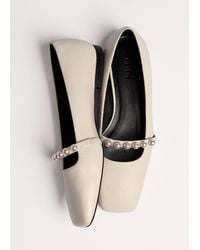 ME+EM - Faux Pearl Square Toe Ballerina Flat - Lyst