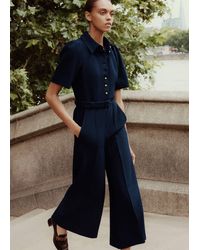 ME+EM - Wide Leg Cropped Jumpsuit + Belt - Lyst