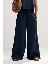 ME+EM - Linen-blend Shirred Waist Wide-leg Trouser - Lyst