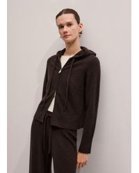 ME+EM - Cashmere Two Way Zip Straight Hoody Warm Chocolate Melange - Lyst