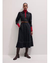 ME+EM - Denim Zip Front Midi Dress - Lyst