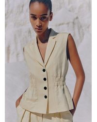 ME+EM - Linen-blend Shirred Tailored Vest - Lyst
