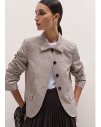 ME+EM - Short Seersucker Jacket Cocoa-Cream - Lyst