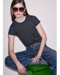 ME+EM - Barely There Contrast Trim Knit Baby Tee - Lyst