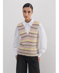 ME+EM - Striped Brushed Cashmere V-Neck Vest - Lyst
