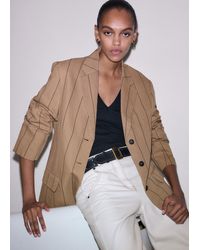 ME+EM - Intelligently Oversized Pinstripe Blazer Tan - Lyst
