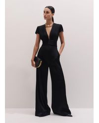 ME+EM - Satin Pintuck Detail Wide Leg Jumpsuit - Lyst