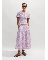 ME+EM - Cheesecloth Tulip Print Midi Skirt - Lyst