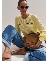 ME+EM - Cotton Lace Stitch Raglan Sleeve Sweater - Lyst