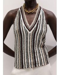 ME+EM - Bouclé Textured Stripe Halter Knit Top - Lyst
