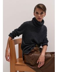 ME+EM - Cashmere Relaxed Boyfriend Jumper + Snood Charcoal Melange - Lyst