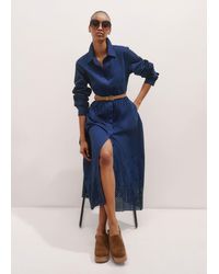 ME+EM - Cotton Broderie Border Maxi Shirt Dress + Belt Intense - Lyst