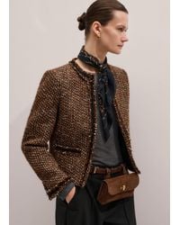 ME+EM - Slim Tweed Fringed Jacket - Lyst