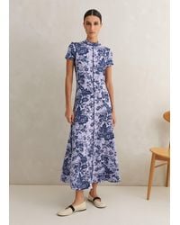 ME+EM - Mystic Floral Print Cap Sleeve Maxi Dress - Lyst