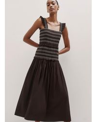 ME+EM - Cotton Poplin Contrast Stitch Midi Dress - Lyst