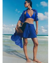 ME+EM - Cotton Stripe Beach Short Intense-Sky - Lyst