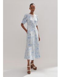 ME+EM - Cotton Jacquard Gardenia Print Maxi Dress - Lyst
