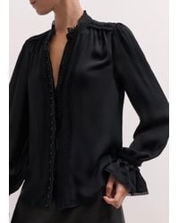 ME+EM - Silk Pleated Lace Trim Blouse + Cami - Lyst