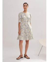 ME+EM - Cotton Jacquard Floral Print Fit And Flare Dress - Lyst