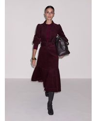 ME+EM - Cord Desk To Dinner Fit And Flare Midi Dress + Belt - Lyst