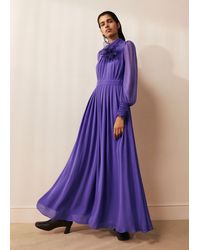 ME+EM - Silk Full-length Dress With Corsage + Belt - Lyst