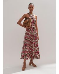 ME+EM - Linen-blend Baroque Print Crossover Maxi Dress - Lyst