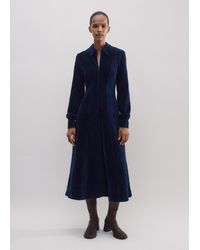 ME+EM - Cord Velour Fit And Flare Midi Dress - Lyst