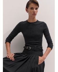 ME+EM - Barely There Jersey Stitch Crew Neck Charcoal Melange - Lyst