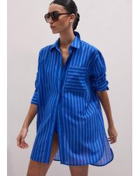 ME+EM - Cotton Voile Striped Beach Shirt Intense-Sky - Lyst