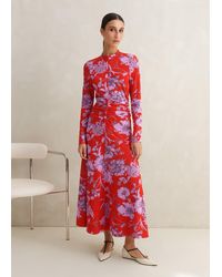 ME+EM - Scribbled Floral Print Fit And Flare Maxi Dress - Lyst