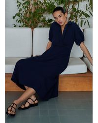 ME+EM - Fit & Flare Cheesecloth Intricate Detail Midi Dress - Lyst