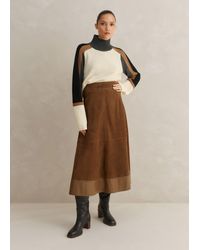 ME+EM - Suede Mix High-waisted Midi Skirt - Lyst