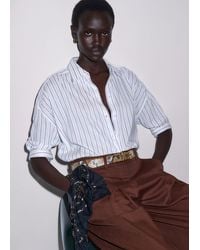ME+EM - Boxy Three Quarter Sleeve Striped Shirt - Lyst
