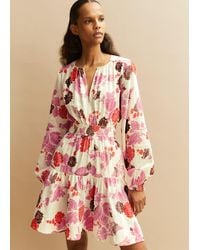 ME+EM - Cheesecloth Bali Print Fit And Flare Dress - Lyst