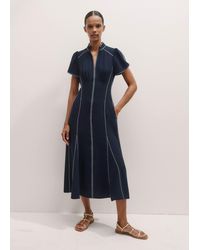ME+EM - Contrast Stitch Midi Dress - Lyst