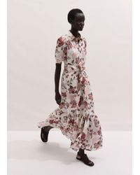 ME+EM - Grand Paisley Print Fit And Flare Maxi Dress + Tie Light Cream-Multi - Lyst