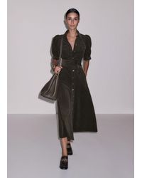 ME+EM - Cord Fit And Flare Maxi Shirt Dress + Tie Rich - Lyst