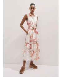 ME+EM - Cotton Scribbled Floral Print Maxi Shirt Dress + Belt - Lyst
