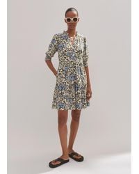 ME+EM - Batik Floral Print Short Slub Dress - Lyst