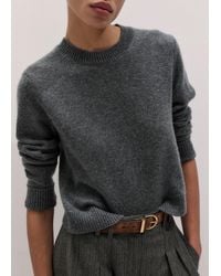 ME+EM - Cashmere Crew Neck Crop Jumper Mid Melange - Lyst