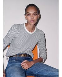 ME+EM - Stripe Pouf Sleeve Sweatshirt/Light Cream - Lyst