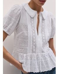 ME+EM - Cotton Broderie Boxy Peplum Top - Lyst