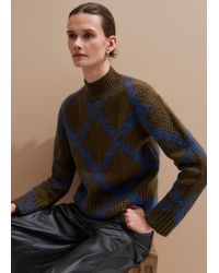 ME+EM - Statement Textured Argyle Jumper - Lyst