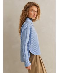 ME+EM - Cotton Stripe Dipped Hem Crop Shirt - Lyst