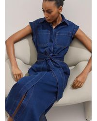 ME+EM - Denim Utility Midi Dress + Belt - Lyst