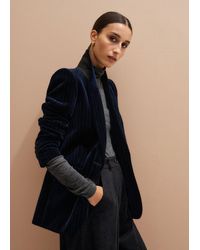 ME+EM - Pinstripe Velvet Sharp Shoulder Blazer - Lyst
